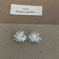 Orecchini a lobo a forma di fuoco d'artificio blu chiaro con finitura in argento - Stile Fuochi d'Artificio / Argento-Blu