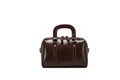 Vintage brown glossy leather Boston handbag for women stylish crossbody square bag - Large / Coffee