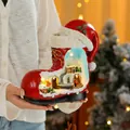 Christmas red boot resin ornament with glowing miniature winter scene for holiday gift - Christmas Boot Scene Style