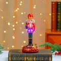 Rotating Nutcracker Music Box with LED Lights and Miniature Train Christmas Gift - Rotating Nutcracker with Christmas Tree Style