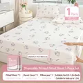 Set biancheria da letto usa e getta 3 pezzi con stampa coniglio per letto singolo - Set monouso da 3 pezzi - Coniglio Carota (Lenzuolo con angoli) / Letto 0.9-1.2m (Lenzuolo con angoli 150*200*15cm)