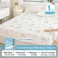 Set biancheria da letto usa e getta 3 pezzi con stampa coniglietto per viaggi, 4 strati - Set monouso da 3 pezzi - Pegaso (Lenzuolo con angoli) / Letto 0.9-1.2m (Lenzuolo con angoli 150*200*15cm)