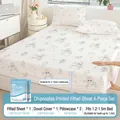 Set biancheria da letto usa e getta 4 pezzi con graziosi motivi a coniglio - Set monouso da 4 pezzi - Pegaso (Lenzuolo con angoli) / Letto 1.2-1.5m (Lenzuolo con angoli 180*200*15cm)