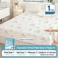 Set di biancheria da letto usa e getta 4 pezzi con stampa coniglio per viaggi e hotel - Set monouso da 4 pezzi - Pegaso (Lenzuolo angoli Premium) / Letto 1.5-1.8m (Lenzuolo con angoli 210*200*15cm)