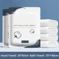 Set di asciugamani e teli da bagno monouso spessi per viaggi in pacchetti singoli - Set Asciugamano + Asciugamano da bagno (Bianco) / Asciugamano 30*60+Bagno 70*140