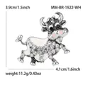 Cute cow brooch with white enamel and rhinestones, creative alloy zodiac jewelry gift. - Antique Silver-White