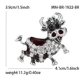 Cute cartoon cow brooch with sparkling rhinestones and red enamel finish detail. - Antique Silver-Coffee