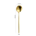 Golden stainless steel long handle spoon, 20.8 cm length and 34g weight specifications - Gold Spoon