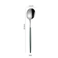 Portuguese style stainless steel spoon with a dark handle, length 20.8cm and weight 34g - Green Silver Dinner Spoon