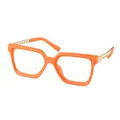 Stylish orange square frame sunglasses with gold braided temples for fashion look - Orange