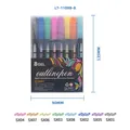 Set of 8 colorful dual-line outline pens for DIY Christmas cards and art drawing - Black Pen Barrel 8-Color Set