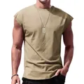 Ärmelloses Herren-T-Shirt in Khaki mit lockerer Passform und lässigem Sommerstil - S / Khaki