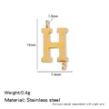 Gold plated stainless steel capital letter H pendant charm for DIY jewelry, 15mm size - Letter H / Steel