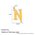 Gold 316L stainless steel uppercase letter N pendant with dual loops for DIY jewelry - Letter N / Steel