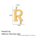 Gold 316L stainless steel capital letter R pendant with dual connector loops for DIY - Letter R / Steel