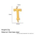 Golden stainless steel capital letter T connector pendant with dimensions for DIY jewelry - Letter T / Steel