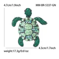 Vue détaillée d'une broche tortue en strass verts avec dimensions et poids précis. - Noir de Fusil (Strass Vert)