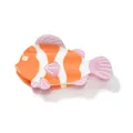 Cute cartoon clownfish shaped acetate hair claw clip featuring orange and pink stripes - Clownfish