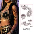 Tatuaggi temporanei neri opachi in stile henné indiano per braccia e corpo modello MAT-031 - Stile Floreale all'Hennè Indiano (MAT-031) / 172.5mm x 95mm