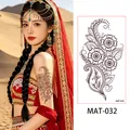 Adesivo per tatuaggio temporaneo opaco stile henné indiano con fiori neri MAT-032 - Stile a Vite Floreale Paisley (MAT-032) / 172.5mm x 95mm