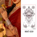 Henna lotus floral temporary tattoo sticker MAT-039 for hands and arms with matte finish - Lotus Mandala Pendant Style (MAT-039) / 172.5mm x 95mm