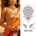Matte Indian henna temporary tattoo sticker with intricate mandala floral design MAT-040 - Mandala Floral Totem Style (MAT-040) / 172.5mm x 95mm