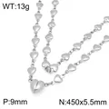 Collana a catena a cuore in acciaio inossidabile argento con chiusura magnetica unica - Stile Catena a Cuore (KN301134-Z) / 45cm / Argento