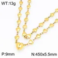 Collana a cuore in acciaio inossidabile dorato con chiusura magnetica, 13g - Stile Catena a Cuore (KN301135-Z) / 45cm / Oro
