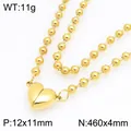 Collana a sfere in acciaio inossidabile dorato con chiusura magnetica cuore, 460mm - Stile Catena a Sfere (KN301137-Z) / 46cm / Oro