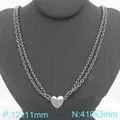 Collana a doppio strato in acciaio inossidabile con chiusura magnetica a forma di cuore - Stile Doppia Catena a O (KN301140-Z)