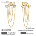 Spécifications détaillées des boucles d'oreilles pompons en acier doré et zircone - Style Gland Géométrique (JDE0301339) / Or