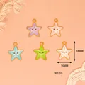 Close-up of colorful enamel starfish charms for DIY jewelry with size and weight specs - Starfish / Purple