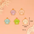 Detailed view of colorful enamel sea shell charms with 18mm height and 16mm width dimensions - Shell