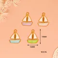 Detailed view of colorful sailing boat enamel charms with dimensions for DIY jewelry making - Sailboat