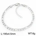 Bracelet gourmette Figaro minimaliste en acier inoxydable argenté pour hommes et femmes 195mm - Style Argent-4.5mm (KB215209-KGM)