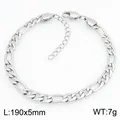 Bracelet Figaro minimaliste en acier titane argenté avec fermoir mousqueton, 190x5mm - Style Argent-5mm (KB215211-KGM)