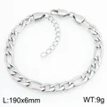 Bracelet chaîne NK Figaro en acier titane argenté minimaliste, 190x6mm, style unisexe - Style Argent-6mm (KB215213-KGM)
