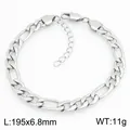 Bracelet chaîne Figaro en acier inoxydable argenté, bijou minimaliste unisexe pour tous - Style Argent-6.8mm (KB215215-KGM)