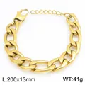 Bracelet Figaro élégant en acier titane doré pour hommes et femmes, longueur 200 mm - Style Or-13mm (KB215224-KGM)