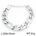 Bracelet chaîne Figaro en acier inoxydable argenté avec fermoir mousqueton et extension - Style Argent-15mm (KB215227-KGM)