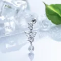 Elegante piercing de oreja de circón con mariposa y gota de agua en titanio plateado - Clavo de Cartílago Estilo Mariposa (Poste de Titanio con Rosca Externa)(A1385-2) / Plateado
