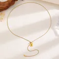 Vintage gold snake chain necklace with brown tiger eye stone pendant for elegant women - Gold Rectangular Gemstone Style (A-408)