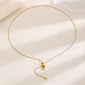 Elegant vintage gold chain necklace featuring a brown tiger eye stone teardrop pendant - Gold Teardrop Tiger Eye Style (12040)