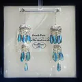 Vintage silver needle tassel earrings with blue teardrop crystals and rhinestones - Streaming Flower Tassel (13# 925 Sterling Silver Earring Post-Gold) / Blue