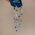 Vintage silver needle tassel earrings featuring colorful multi-bead cascading drops for women - Heart Ethnic Tassel Style (68#)
