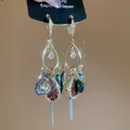 Boucles d'oreilles vintage style ethnique avec pampilles goutte d'eau et breloques colorées - Boucles d'Oreilles à Glands en Chaîne Métallique Perlée Multicolore Bohème (47#) / Or