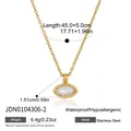 Gold stainless steel ribbed necklace with marquise zircon pendant and size info - Marquise Shape (JDN0104306-2) / Gold