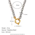 Collier en acier inoxydable bicolore avec fermoir à ressort plaqué or 18 carats et mesures - Style Chaîne Épaisse avec Fermoir à Ressort Bicolore (N3507_Double) / Bicolore Or et Argent