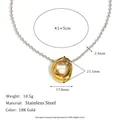 Collier en acier inoxydable plaqué or 18 carats avec pendentif perle irrégulière - Style Chaîne à Billes avec Pendentif Perle (N3537_Double) / Bicolore Or et Argent