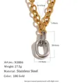 Collier chaîne cubaine minimaliste bicolore en acier inoxydable plaqué or 18 carats - Style Maillon Cubain avec Fermoir Anneau Ovale (N3886_Gold)